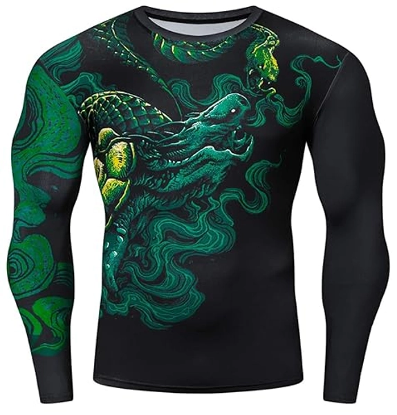 Red Plume Men’s 3D Printed Compression Long Sleeve T Shirts Top Tees