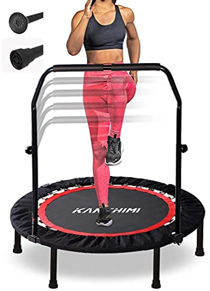 Kanchimi 40" Folding Mini Fitness Indoor Exercise Workout Rebounder Trampoline with Handle, Max Load 330lbs(Black) loo