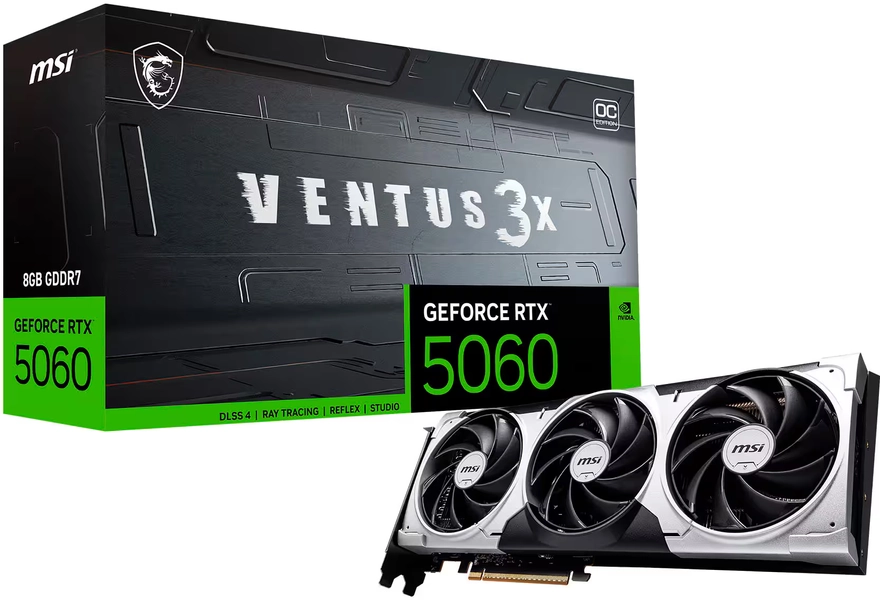 MSI - NVIDIA GeForce RTX 5060 8G VENTUS 3X OC 8GB GDDR6 PCI Express Gen 5 Graphics Card - Black