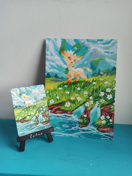 Pokemon PRINT A5 - Leafeon (from hand painted card to print)
