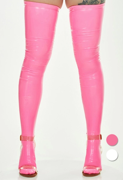 Sexy Thigh Stockings - pink latex