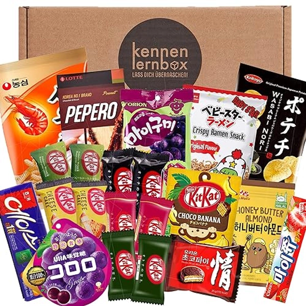 Kennenlernbox | Asia Mix mit 21 beliebten Süßigkeiten aus Korea und Japan | Geschenkidee für besondere Anlässe