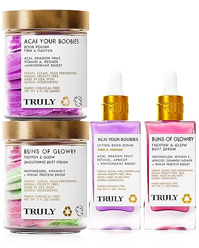 Truly Beauty "Ultimate Buns and Boobies" bundle - Firming butt enhancement cream serum, Breast Enhancement Cream serum - Butt Enhancer - helps reduce loose skin with Anti aging retinol - Ultimate Buns & Boobies Bundle