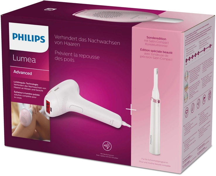 Philips Lumea Advanced BRI920/00 - Depilación con luz (Rosa, Blanco, Luz pulsada intensa (IPL), 15 min, 2.5 min, 4 min, Bikini, Baúl, Parte interior superior del brazo, Outer upper arms)