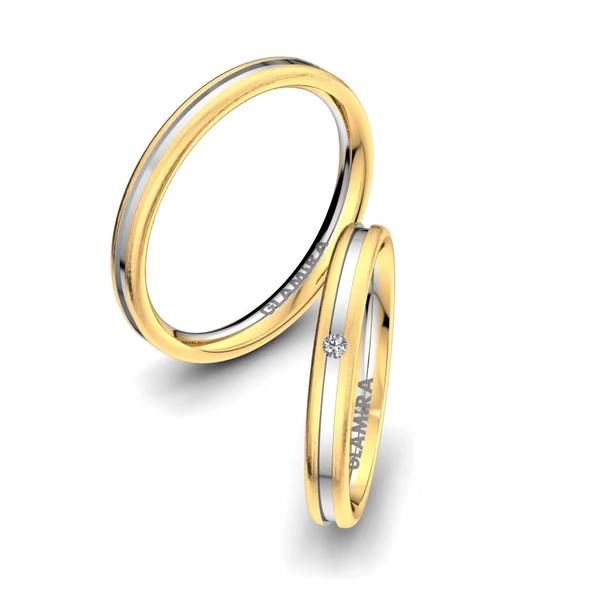 14ct Yellow / White Gold Round Without Stone Wedding Ring Pure Love 3 mm