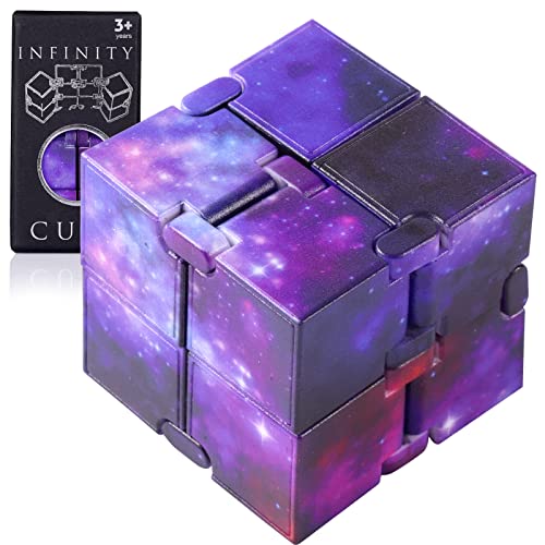 Infinity Cube Sensory Fidget Toy, Sensory Tool EDC Fidgeting Game for Kids and Adults, Cool Mini Gadget Best for Stress and Anxiety Relief, Unique Idea That is Light on The Fingers and Hands - Galaxy