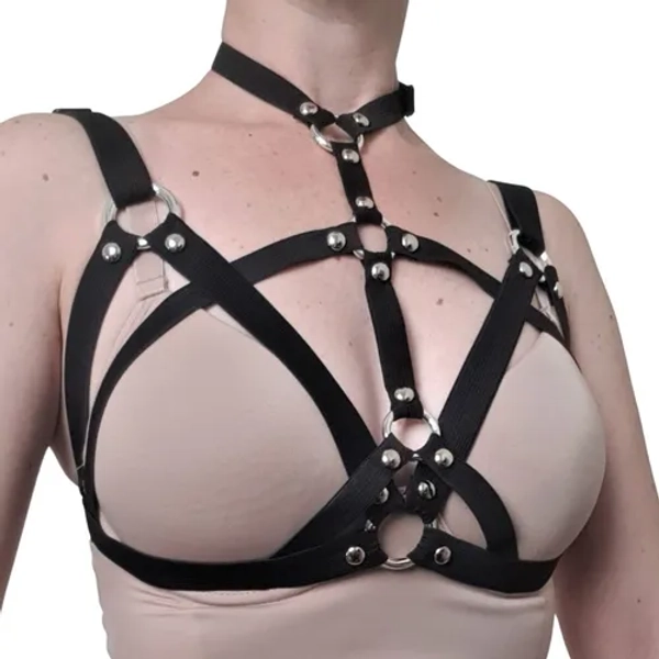 Sutiã Harness Almah Fashion Gótico Feminino Regulável