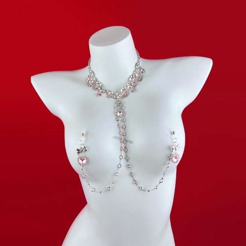 Pink Heart Chain Body Clamp KI04 
