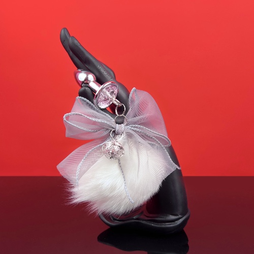 White Pompom Bow plug KI01 | 0.70 inch