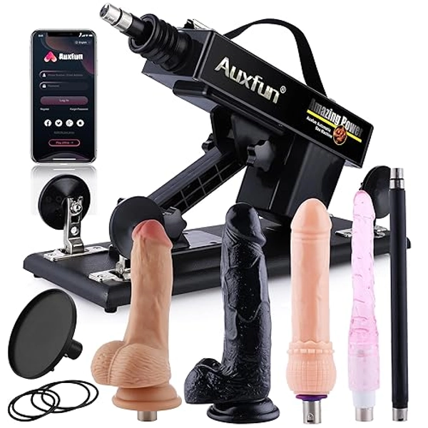 Sex Machine, AUXFUN Automatic Dildo Machine with Bluetooth App Control,Thrusting Machine for Women with 6 Accessories,Sex Machine attachments Sex Toys