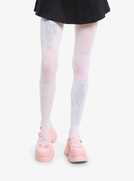White Blushing Knee Tights