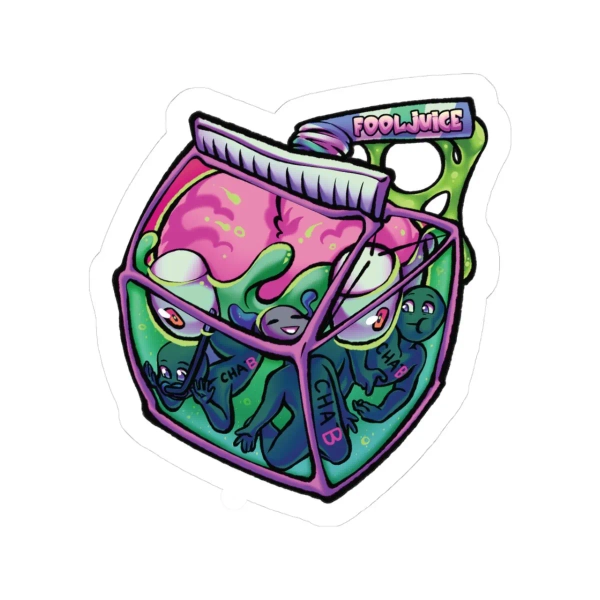 Fool Juice Sticker (Art by Dasanye.Wet on Bluesky)