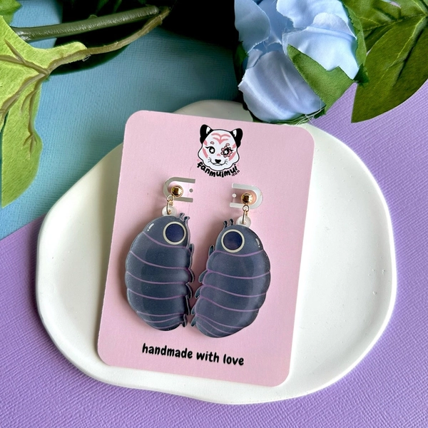Pill Bug Acrylic Earrings
