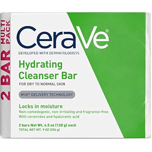 CeraVe Soap-Free Body and Facial Cleanser Bar, 4.5 Ounce (Pack of 2) | 5% Cerave Moisturizing Cream | Fragrance-Free - 4.5 Ounce (Pack of 2)