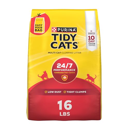 Purina Tidy Cats Clumping Cat Litter Odor Control, 24/7 Performance Multi Cat Litter - 16 lb. Bag - 16lb Bag (Pack of 1)