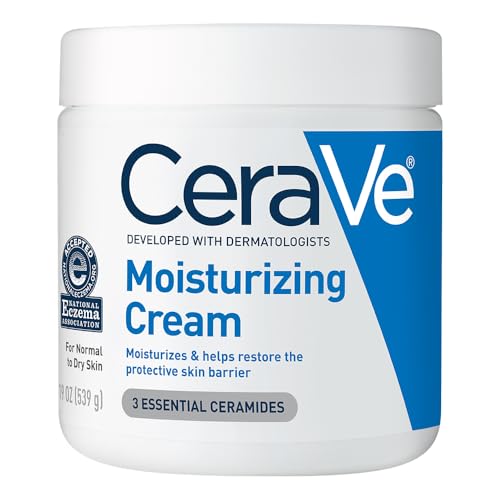 CeraVe Moisturizing Cream | Body and Face Moisturizer for Dry Skin | Body Cream with Hyaluronic Acid and Ceramides | Daily Moisturizer | Oil-Free | Fragrance Free | Non-Comedogenic | 19 Ounce - 19 Ounce (Pack of 1)