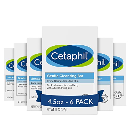 Cetaphil Gentle Cleansing Bar, 4.5 oz (Pack of 6) | dry, sensitive | nourishing | non-comedogenic | packaging may vary - Masking Scent - 4.5 Ounce (Pack of 6)