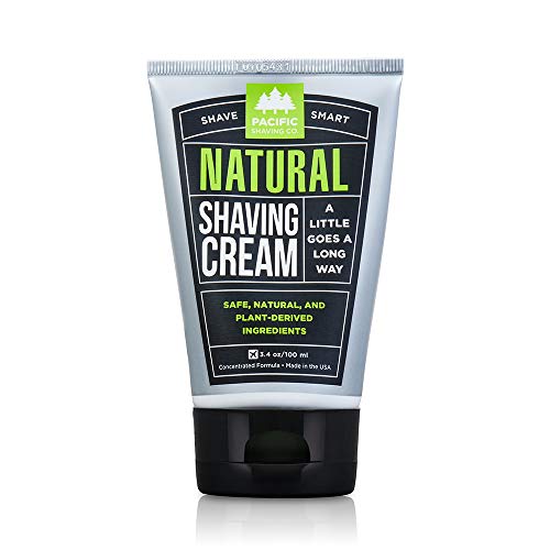 Pacific Shaving Company Natural Shaving Cream - Shea Butter + Vitamin E Shave Cream for Hydrated Sensitive Skin - Clean Formula for a Smooth, Anti-Redness + Irritation-Free Shave Cream (3.4 Oz) - Natural - 1 Ounce (Pack of 1)