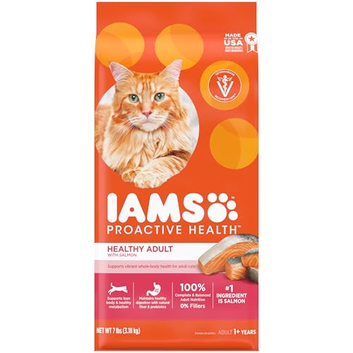 IAMS Proactive Health Adult Healthy Dry Cat Food with Salmon, 7 lb. Bag - Salmon - 7 Pound (Pack of 1)
