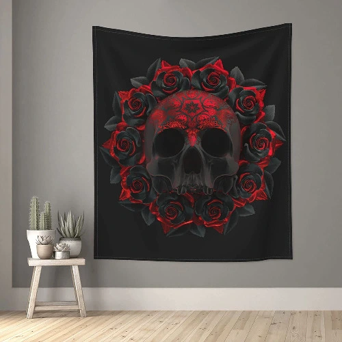 Amazon.com: Skull Rose Floral Black and Red Tapestry Wall Hanging Tapestries for Home Bedroom Living Room Dorm Aesthetic Decor 60 x 51 inches : Home & Kitchen