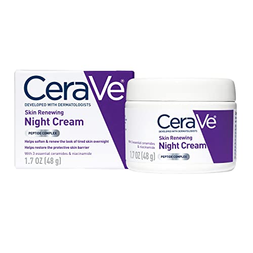 CeraVe Skin Renewing Night Cream Moisturizer, 1.7 Ounce (Pack of 1) | Niacinamide, Peptide Complex, Hyaluronic Acid - 1.7 Ounce (Pack of 1)