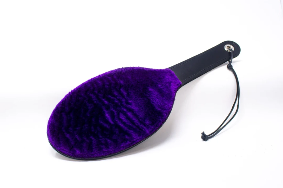 Black Leather Paddle With Purple Faux Fur - Etsy UK