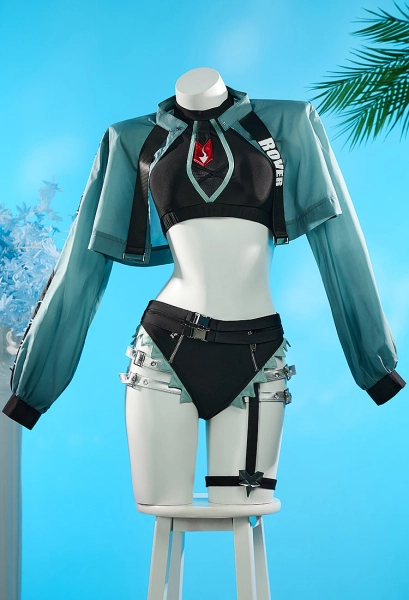 Jane Doe Derivative Two-Piece Swimsuit Bikini Set Mesh Cutout Top and Tie Shorts with Chiffon Cover-up