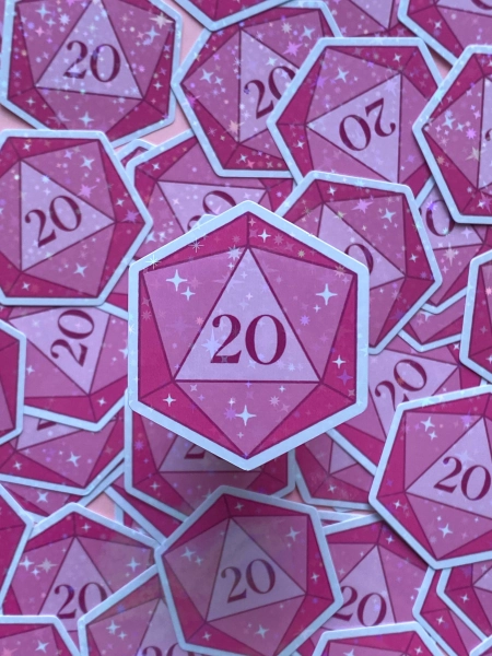Holographic D20 Sticker | DnD Gift | Waterproof Vinyl