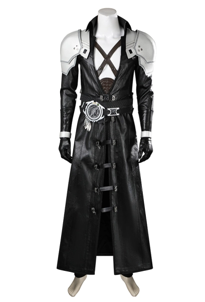 FF Sephiroth Cosplay Costume Strap Top and Long Pants with Long Coat and Gloves