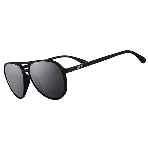 goodr Operation: Blackout Polarized Aviator Sunglasses for Men & Women, Large Sized (Mach G), Black Solid Frame with Black Non-Reflective Glare Reducing Lenses, UV400 Protection, No Slip, No Bounce