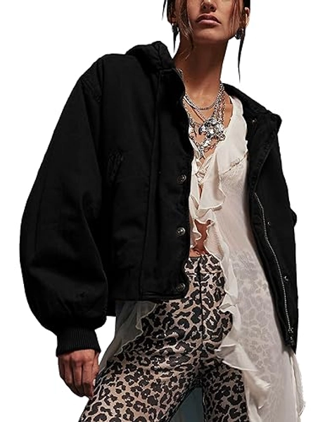 Silly Turtle Winter Coats for Women Long Sleeve Fall Bomber Jacket Oversized Vintage Coat Causal Zip Up Scrub Jacket