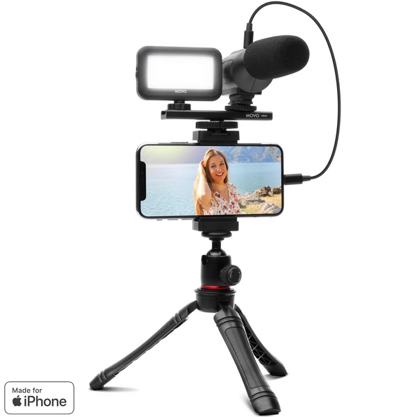 iVlogger | iPhone Vlogging Kit W/ Tripod, Mic, Light, More | Movo