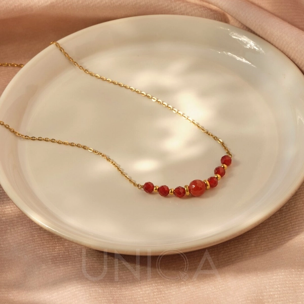 Carnelian Necklace With Natural Stones Thick Plating of 18K Gold Hypoallergenic Handmade in Italy - Etsy.de