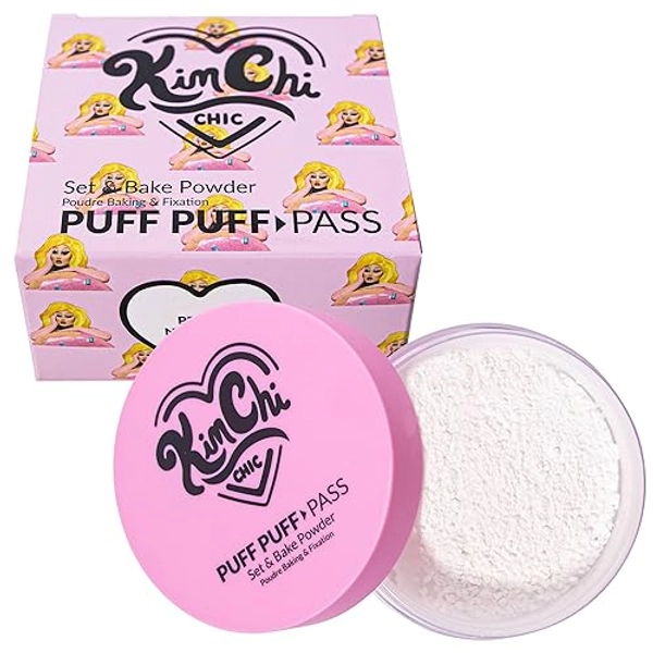 Kimchi Chic Beauty Puff Puff Pass Set and Bake Powder, Loose Face Powder with Extra Fluffy Setting Powder Puff, Soft Lavender Face Makeup for Uneven Skin Tone, 01 lvander