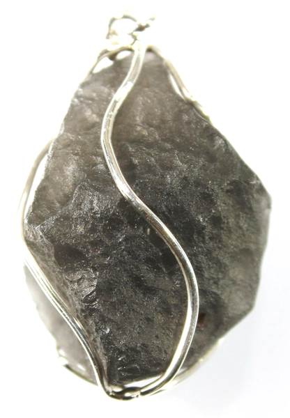 Pendant - Cintamani in a silver (925) cage , 5.33 grams, stone size 25x17x10 mm, legendary mystical stone, gray-black color, translucent