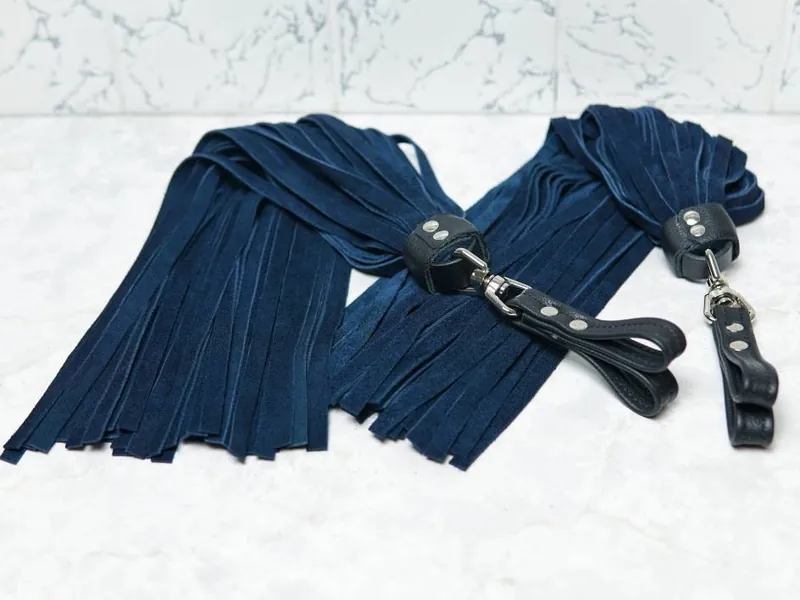 Florentine Poi Handle Floggers - Dark Blue