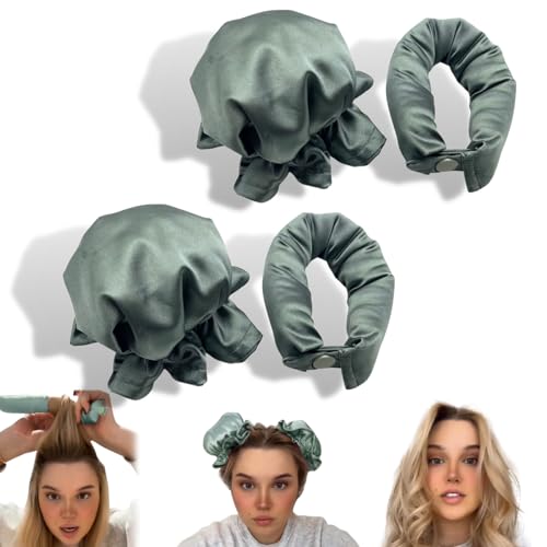 2Sets Upgraded Heatless Curls| Satin Heat-free Curling Set for Short Long Hair| Soft Foam Hair Rollers Curling Ribbon| Easy Way to DIY Big Wave Sleep Lazy Curly Hair Artifact (Emerald-2) - Emerald-2