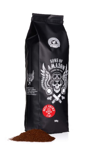Sons of Amazon - 500g - Australia's Strongest Ground Coffee - High Caffeine Coffee Bags - Ethically Sourced - STRONG AND FAIR - Dust Grind