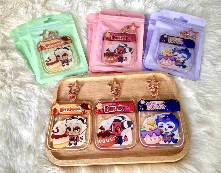 Acrylic keychain candy bag from HELLUVA BOSS: Striker, Stolas, Blitzø