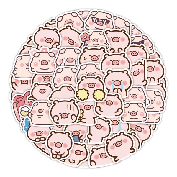 40PCS Pig Stickers Cute Pink Piggy Sticker Set