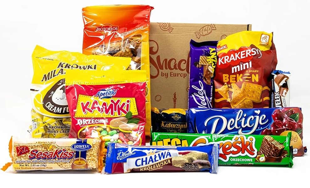 Polish Snacks Candy Gift Box Treats from Poland | Chocolates, Wafers, Cookies Variety Gift Basket Polish Food Box Assortment of Sweets Poland Gifts