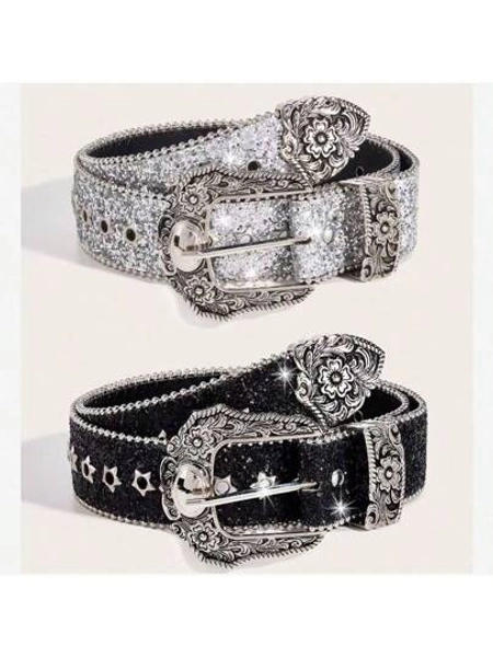 1pc Women's Y2k Style Western Chunky Waist Belt With Dopamine Star & Eye Decor, Perfect For Daily Wear Party