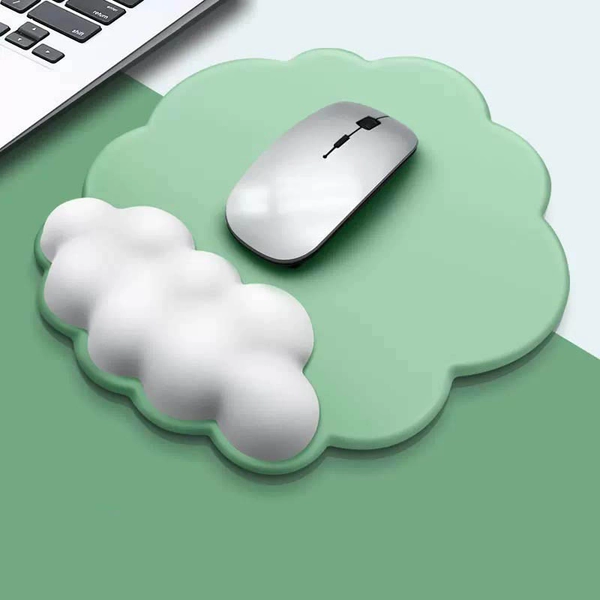 Cloud Mouse Pad with Wrist Support Cute Mousepad Wrist Rest - Lime