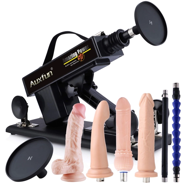 Auxfun Sex Machine Device for Women Auto Thruting Love Machne Dildo Hismith 3.5''Suction Cup Adapter with 3 XLR Connector Attahcments Hands-Free Machine Lifelike Dildo