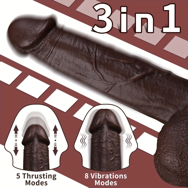 1pc Thrusting Dildo Vibrator Sex Toys For Women Realistic Vibrating Dildo With 5 Thrust And 8 Vibrations Strong Suction Cup Silicone Dildo Anal Plug For Men