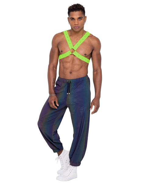 Roma Mens Neon Green Glow In the Dark Harness - Rave & Festival Wear