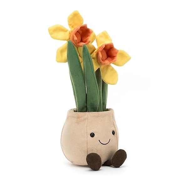 Jellycat Amuseables Daffodil Pot Stuffed Toy, 12 inches - Plant & Flower Plush - Fun Décor & Gift