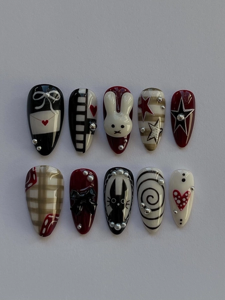 vintage bunny aesthetic press on nails