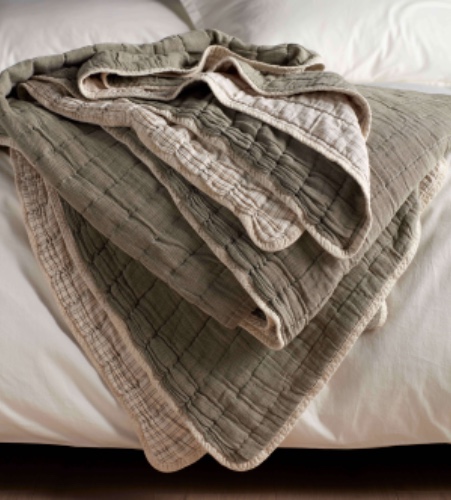 Green Vivienne 100% Cotton Quilted Throw | King/Super King