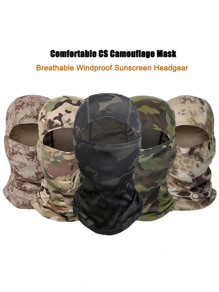 1pc camouflage bivakmuts voor buitensporten, wandelen, vissen en fietsen - bescherming tegen de zon en vochtafvoerende hoofddeksels, magische sjaal van ademend gaas en nekdoek, winddichte UV-beschermingskap, hoofdbedekking voor motorfietsen, CP-camouflagehoofddeksel